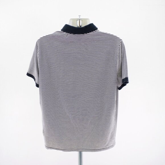 DAMAGED Express Collared Black White Striped Short Sleeve  Polo Shirt XL‎ Cotton - Picture 5 of 9